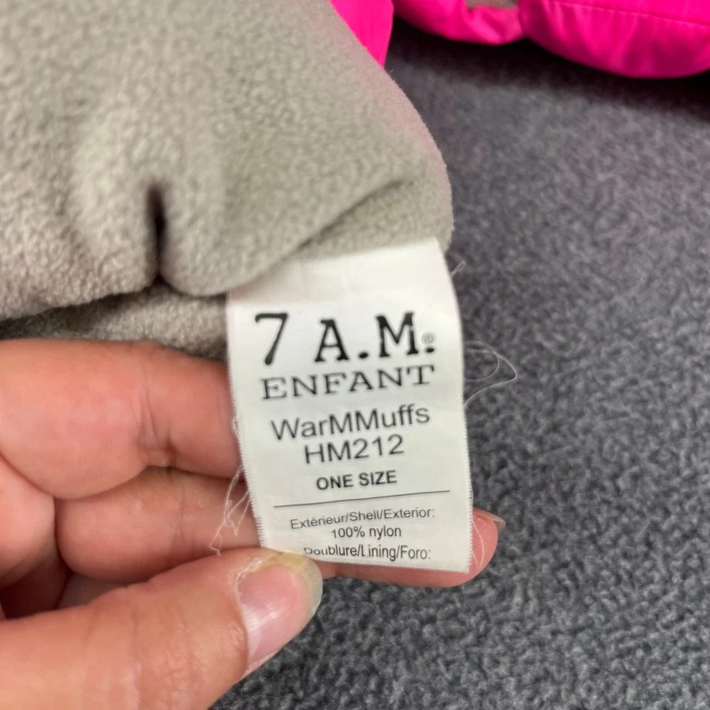 7 A.M. Enfant WarMMuffs Stroller Mittens Women OS Neon Pink Puffer Fleece HM212